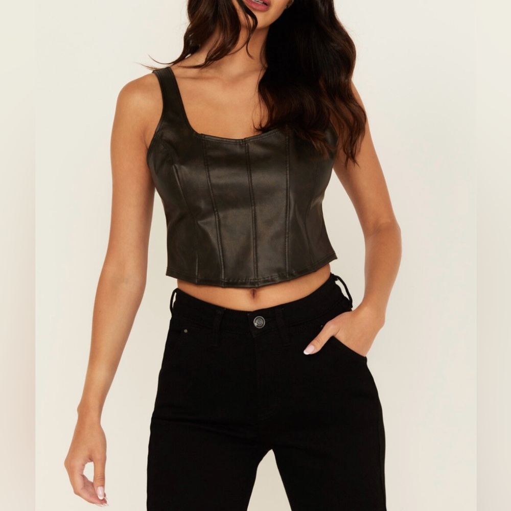 Originality Faux Leather Crop Top